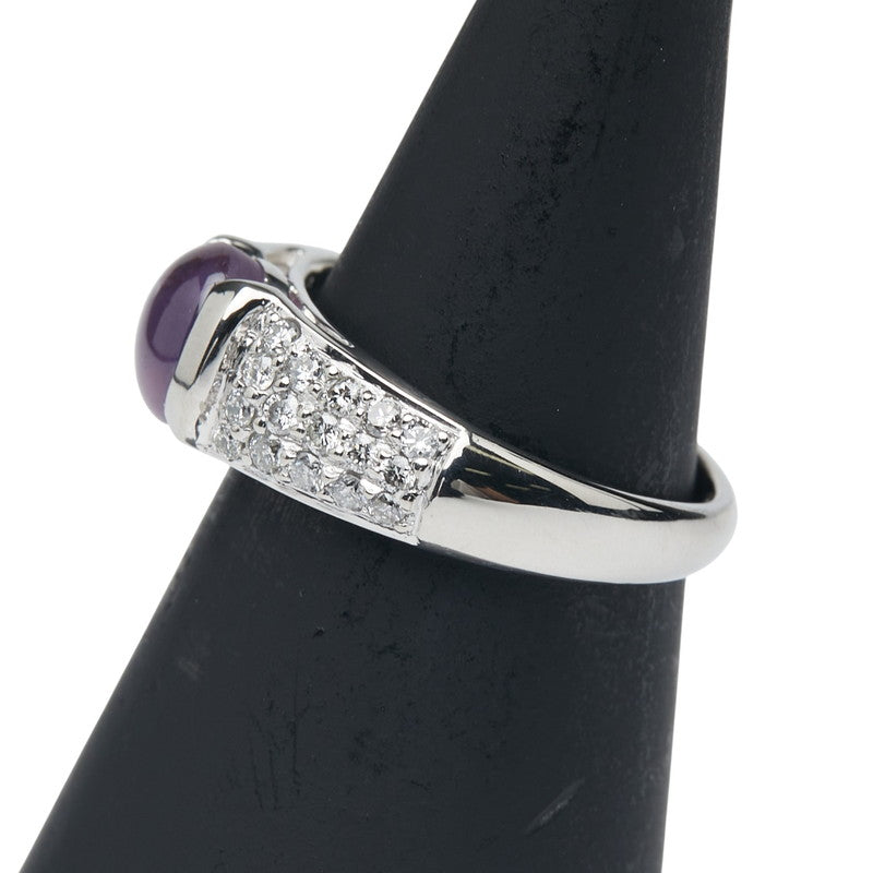 Pt900 プラチナ スターサファイア2.25ct ダイヤ0.50ct パヴェ リング 指輪 レディース 12号 【中古】