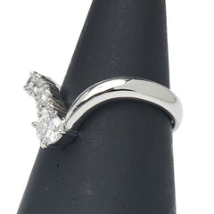 Pt900 プラチナ ダイヤ0.50ct V字 リング 指輪 レディース 13号 【中古】