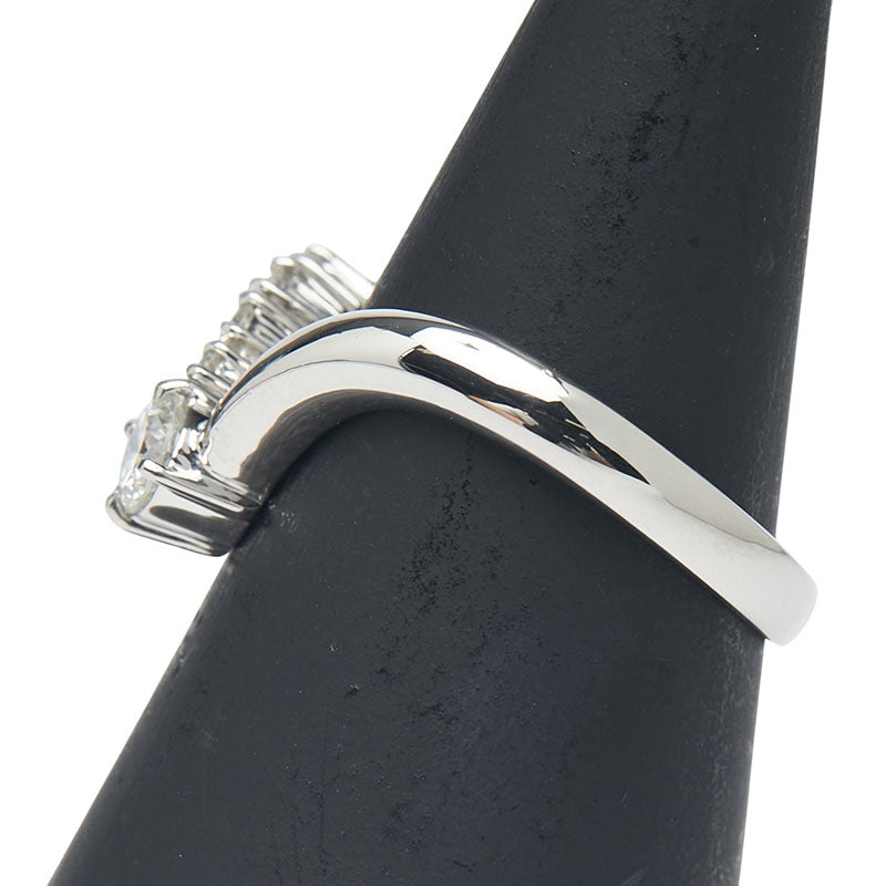 Pt900 プラチナ ダイヤ0.50ct V字 リング 指輪 レディース 13号 【中古】