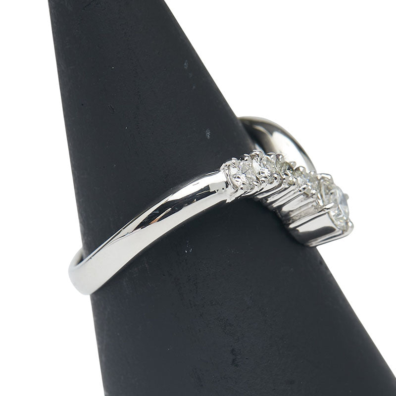 Pt900 プラチナ ダイヤ0.50ct V字 リング 指輪 レディース 13号 【中古】