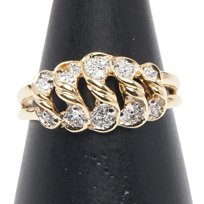 K18YG イエローゴールド ダイヤ0.35ct リング 指輪 レディース 15号 【中古】