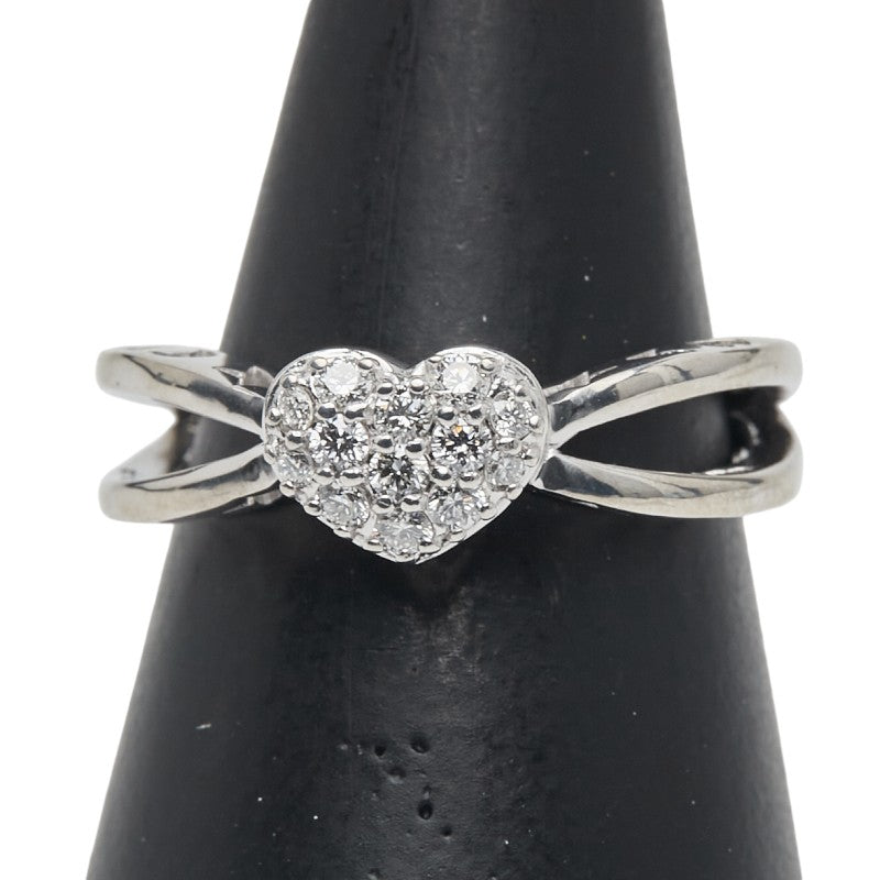 ポンテヴェキオ K18WG ホワイトゴールド ダイヤ0.21ct ハート モチーフ リング 指輪 レディース Ponte Vecchio 10号 【中古】