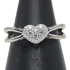 ポンテヴェキオ K18WG ホワイトゴールド ダイヤ0.21ct ハート モチーフ リング 指輪 レディース Ponte Vecchio 10号 【中古】