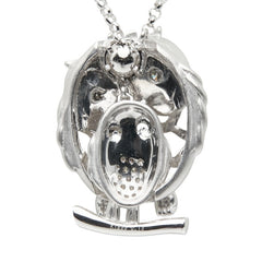 K18WG ホワイトゴールド ダイヤ0.13ct フクロウ モチーフ ネックレス レディース 【中古】