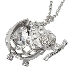 K18WG ホワイトゴールド ダイヤ0.13ct フクロウ モチーフ ネックレス レディース 【中古】