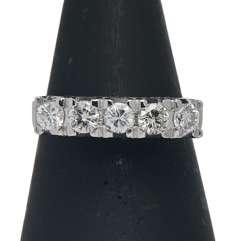 Pt900 プラチナ ダイヤ0.69ct 一文字 リング 指輪 レディース 12号 【中古】