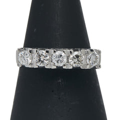 Pt900 プラチナ ダイヤ0.69ct 一文字 リング 指輪 レディース 12号 【中古】