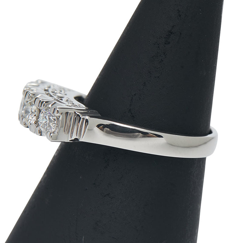 Pt900 プラチナ ダイヤ0.69ct 一文字 リング 指輪 レディース 12号 【中古】