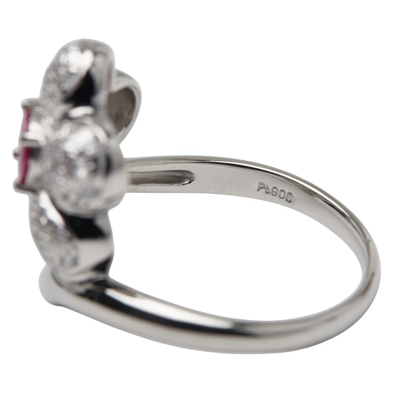 Pt900 プラチナ ルビー0.47ct ダイヤ リング 指輪 レディース 16.5号 【中古】