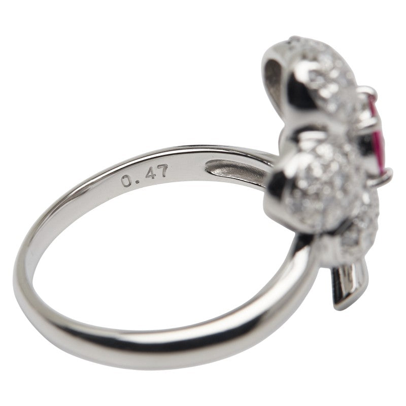 Pt900 プラチナ ルビー0.47ct ダイヤ リング 指輪 レディース 16.5号 【中古】