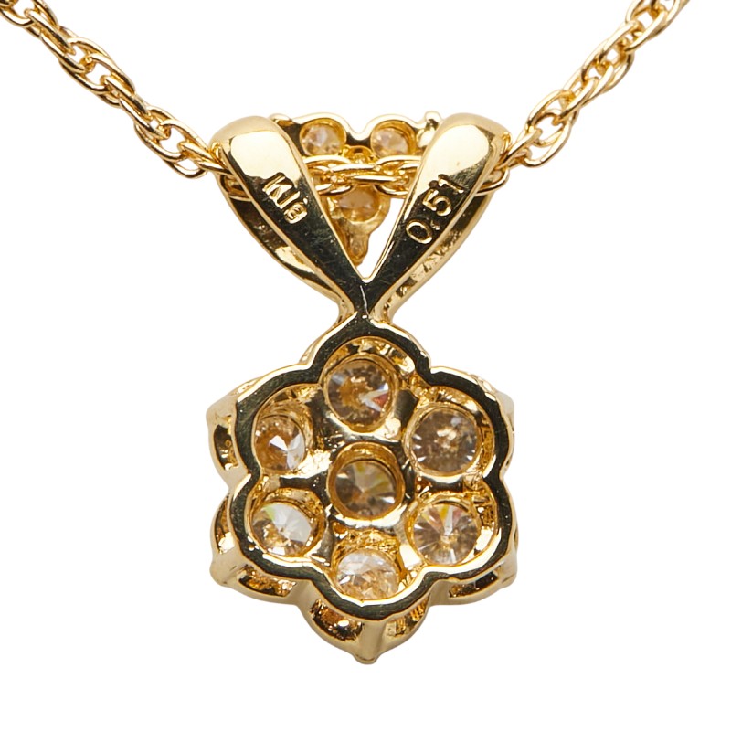 K18YG イエローゴールド ダイヤ0.51ct ペンダントネックレス レディース 【中古】