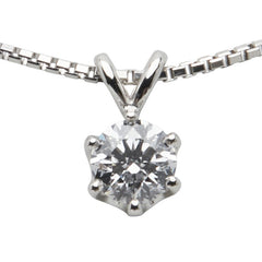 Pt900 プラチナ Pt850 プラチナ ダイヤ0.315ct プチ ネックレス レディース 【中古】