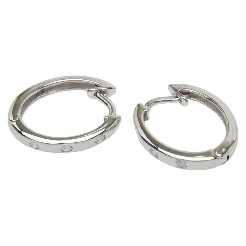Pt900 プラチナ ダイヤ0.20ct フープ ピアス レディース 【中古】
