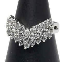 Pt900 プラチナ ダイヤ1.05ct V字 リング 指輪 レディース 9.5号 【中古】