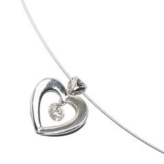K18WG ホワイトゴールド ダイヤ0.23ct ハート モチーフ ネックレス レディース 【中古】
