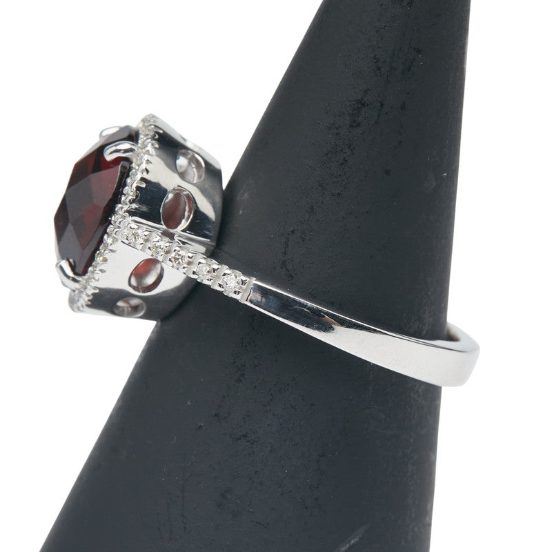 ノーブランド K18WG ホワイトゴールド ガーネット ダイヤ0.18ct リング 指輪 レディース no brand 11号 【中古】