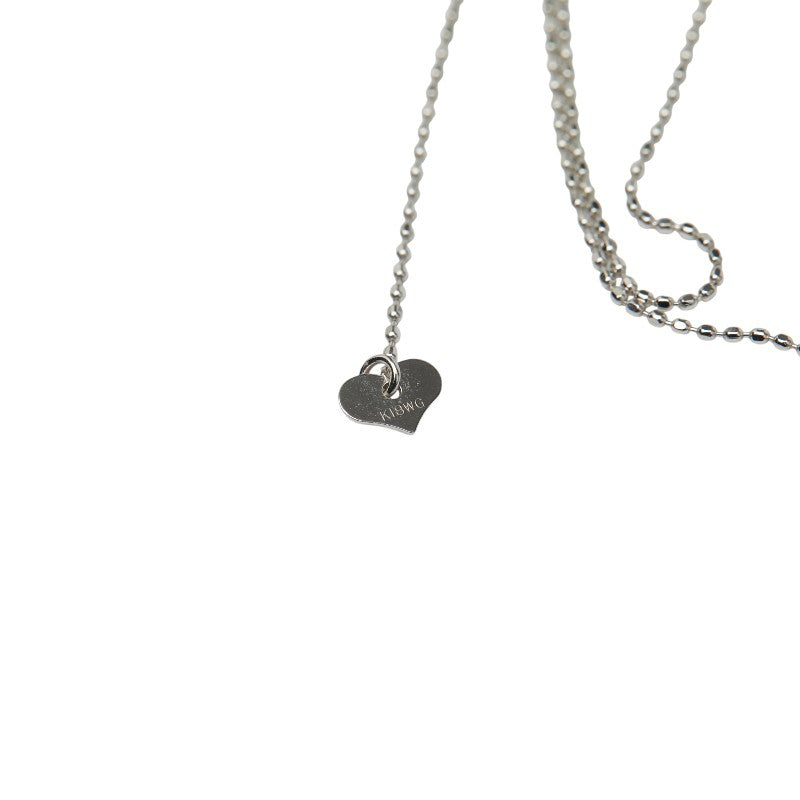 ノーブランド K18WG ホワイトゴールド ダイヤ0.04ct クローバーモチーフ ペンダントネックレス レディース no brand 【中古】