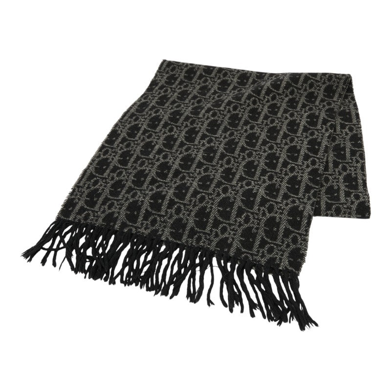 ディオール トロッター マフラー ブラック グレー ウール レディース Dior 【中古】