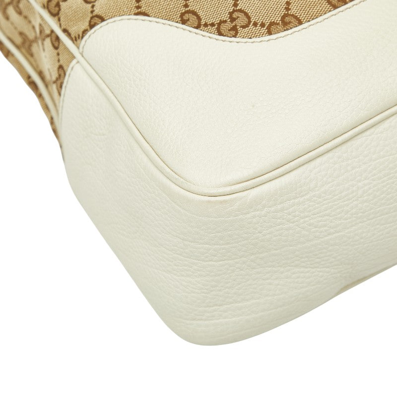 グッチ GGキャンバス バンブー ハンドバッグ ショルダーバッグ 2WAY 282315 ベージュ アイボリー キャンバス レザー レディース GUCCI 【中古】