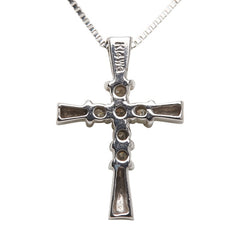 K14WG ホワイトゴールド ダイヤ0.10ct クロス 十字架 モチーフ ペンダントネックレス レディース 【中古】