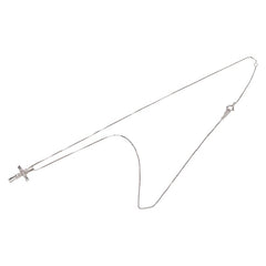 K14WG ホワイトゴールド ダイヤ0.10ct クロス 十字架 モチーフ ペンダントネックレス レディース 【中古】