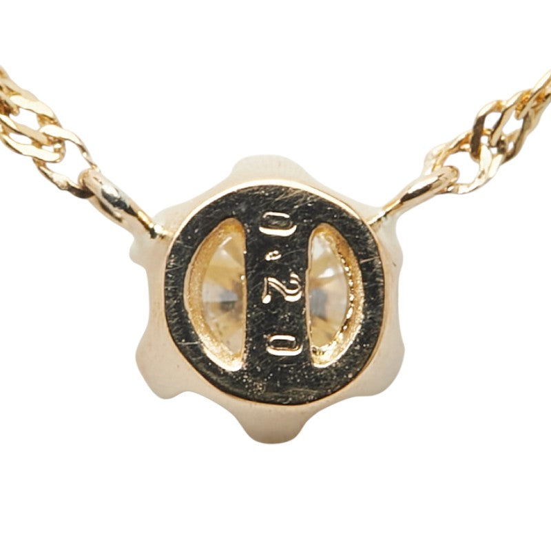 K18YG イエローゴールド ダイヤ0.20ct プチネックレス レディース 【中古】