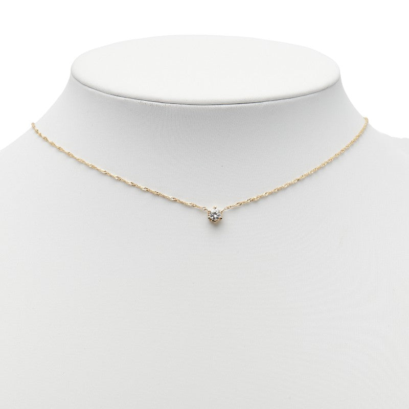 K18YG イエローゴールド ダイヤ0.20ct プチネックレス レディース 【中古】
