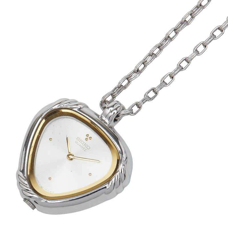 セイコー ネックレス型時計 ペンダントウォッチ 2320-6580 クオーツ シルバー文字盤 メタル レディース SEIKO 【中古】