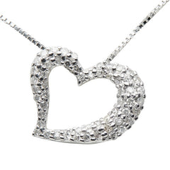 K14WG ホワイトゴールド ダイヤ0.50ct ハート モチーフ ベネチアンチェーン ネックレス レディース 【中古】