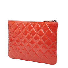シャネル マトラッセ ココマーク クラッチバッグ オレンジ エナメル レディース CHANEL 【中古】