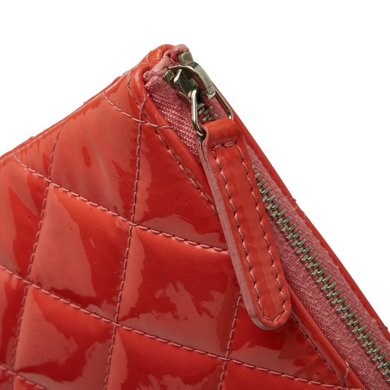 シャネル マトラッセ ココマーク クラッチバッグ オレンジ エナメル レディース CHANEL 【中古】