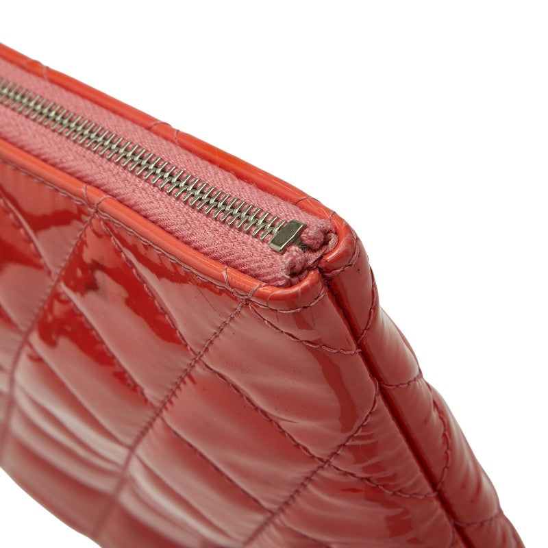 シャネル マトラッセ ココマーク クラッチバッグ オレンジ エナメル レディース CHANEL 【中古】
