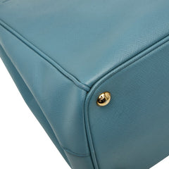 プラダ ガレリア ラージ 三角ロゴプレート ハンドバッグ ショルダーバッグ 2WAY ブルー サフィアーノ レザー レディース PRADA 【中古】