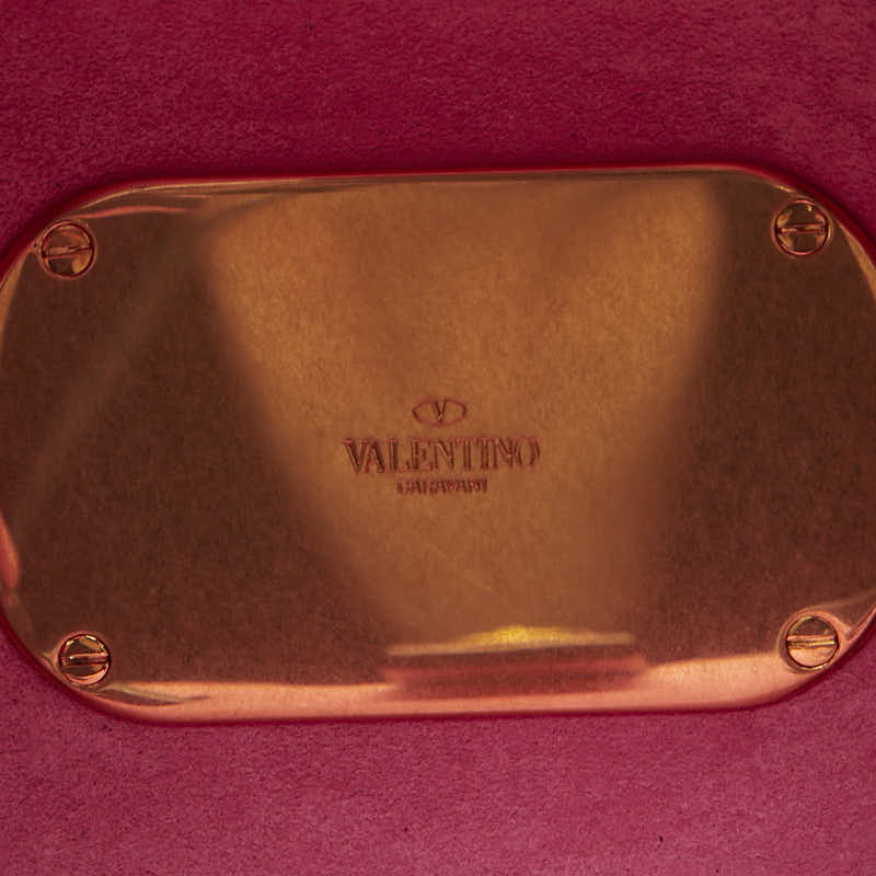 ヴァレンティノ スタッズ 斜め掛け ショルダーバッグ ブラック ピンク レザー レディース VALENTINO 【中古】
