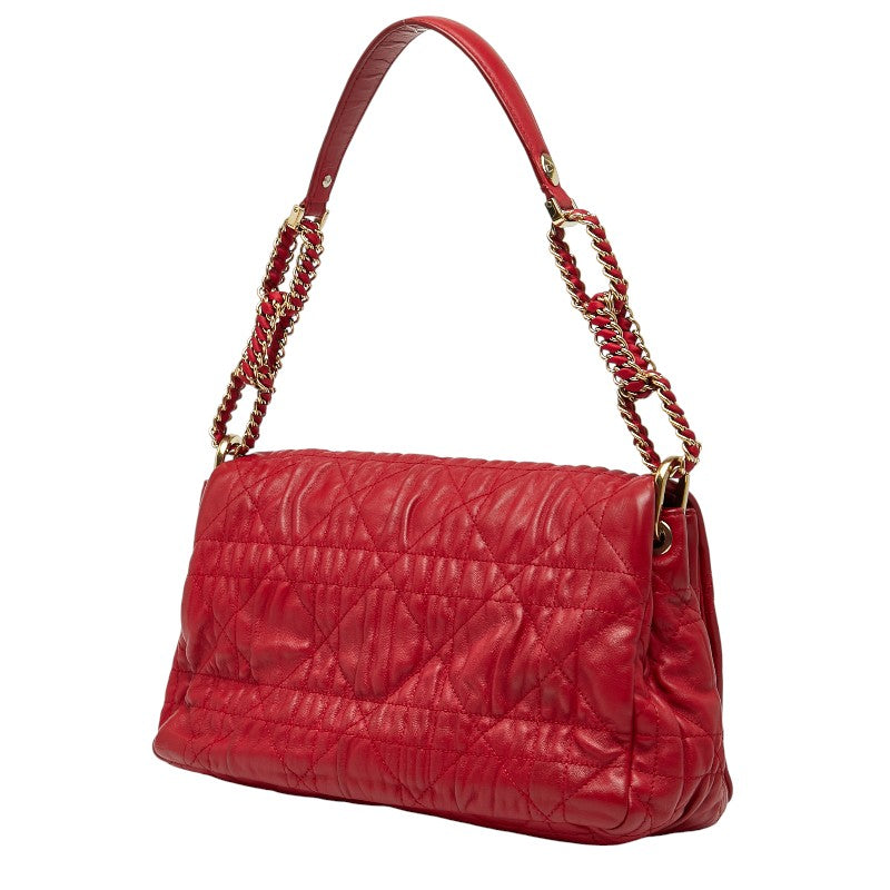 ディオール カナージュ チェーン ショルダーバッグ ハンドバッグ レッド レザー レディース Dior 【中古】