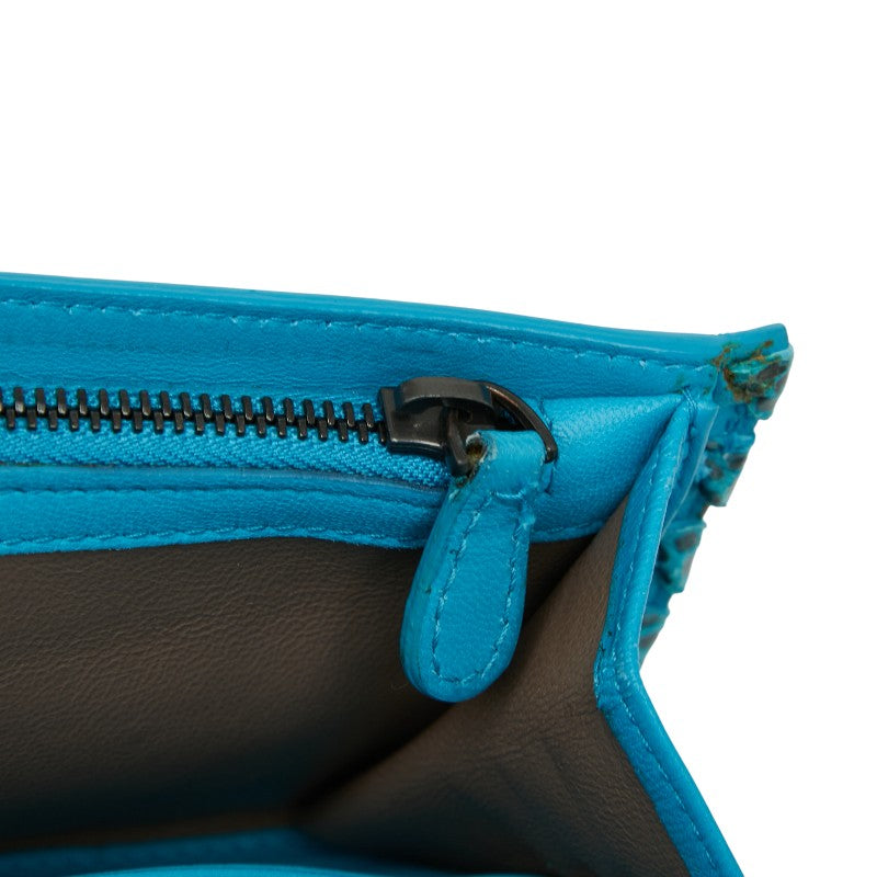 ボッテガヴェネタ イントレチャート 長財布 ブルー レザー レディース BOTTEGAVENETA 【中古】