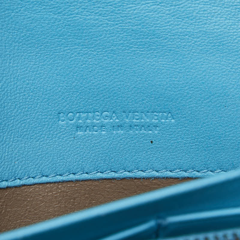 ボッテガヴェネタ イントレチャート 長財布 ブルー レザー レディース BOTTEGAVENETA 【中古】