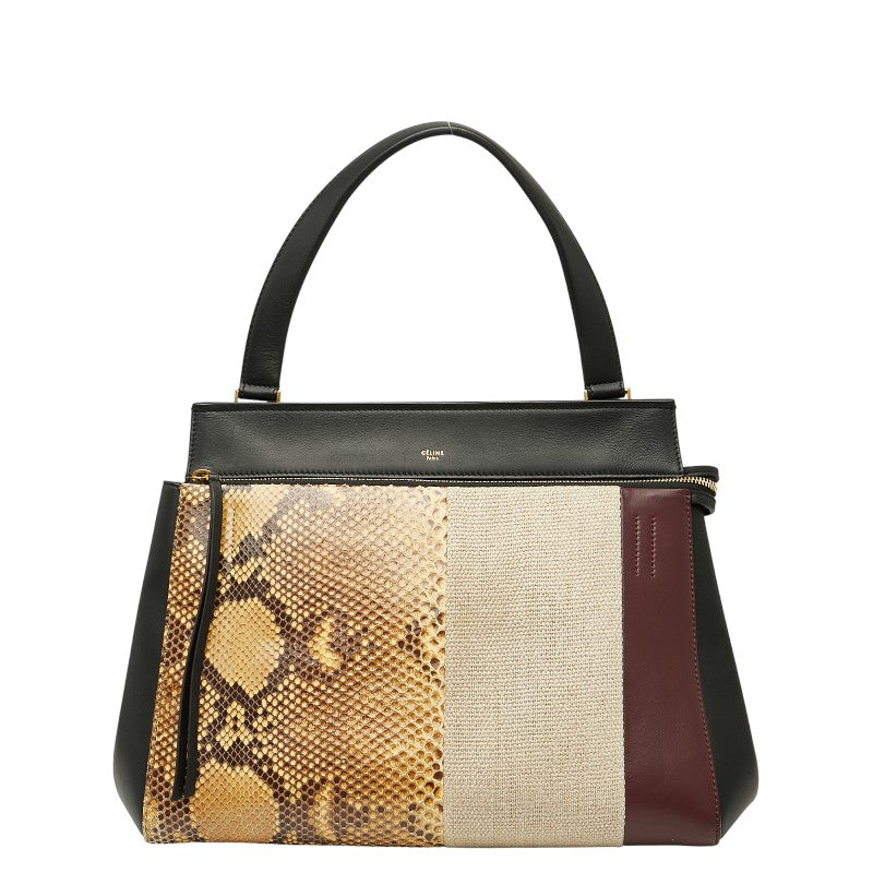 セリーヌ エッジ ミディアム ハンドバッグ ブラック マルチカラー レザー パイソン レディース CELINE 【中古】