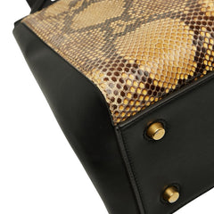 セリーヌ エッジ ミディアム ハンドバッグ ブラック マルチカラー レザー パイソン レディース CELINE 【中古】