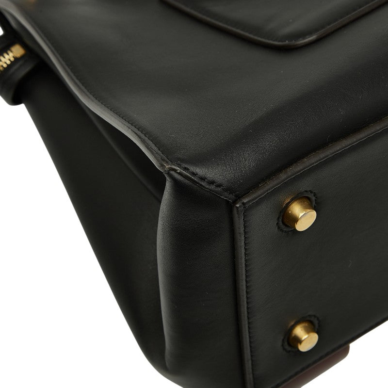 セリーヌ エッジ ミディアム ハンドバッグ ブラック マルチカラー レザー パイソン レディース CELINE 【中古】