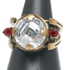 ディオール リング 指輪 #M ゴールド レッド メッキ ラインストーン レディース Dior 【中古】