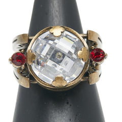 ディオール リング 指輪 #M ゴールド レッド メッキ ラインストーン レディース Dior 【中古】