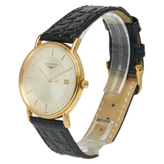 ロンジン グランドクラシック 腕時計 L4.720.2 クオーツ ゴールド文字盤 ステンレススチール レザー メンズ LONGINES 【中古】