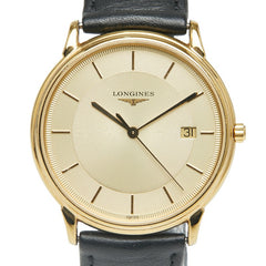 ロンジン グランドクラシック 腕時計 L4.677.2 クオーツ ゴールド文字盤 ステンレススチール レザー メンズ LONGINES 【中古】