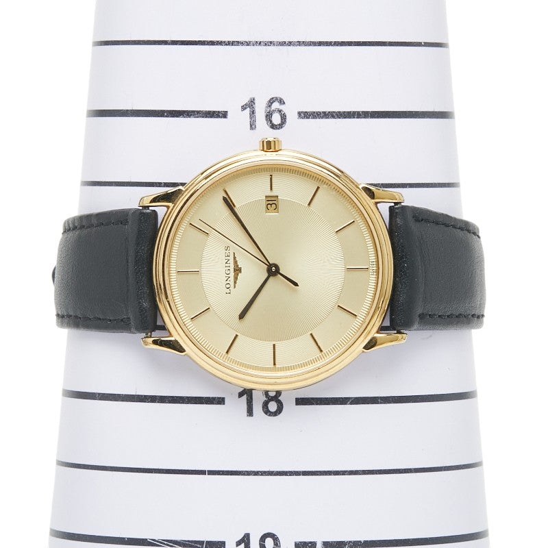 ロンジン グランドクラシック 腕時計 L4.677.2 クオーツ ゴールド文字盤 ステンレススチール レザー メンズ LONGINES 【中古】