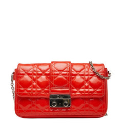 ディオール カナージュ 斜め掛け チェーンウォレット ショルダーバッグ オレンジ エナメル レディース Dior 【中古】