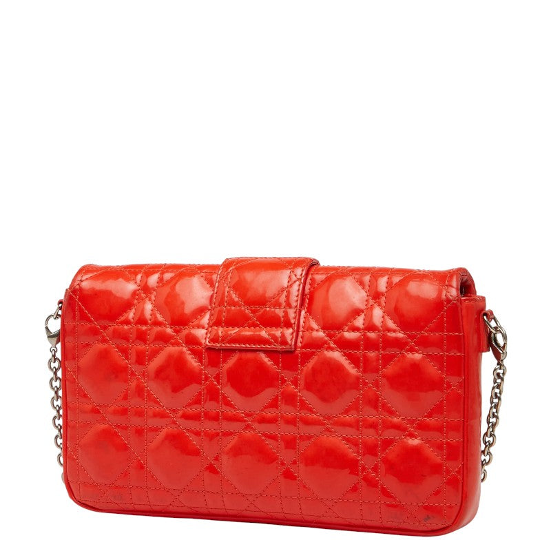 ディオール カナージュ 斜め掛け チェーンウォレット ショルダーバッグ オレンジ エナメル レディース Dior 【中古】