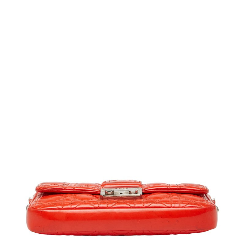 ディオール カナージュ 斜め掛け チェーンウォレット ショルダーバッグ オレンジ エナメル レディース Dior 【中古】