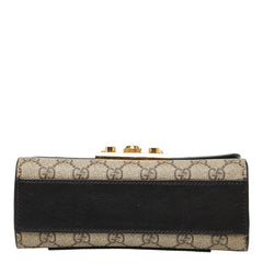 グッチ GGスプリーム パドロック スモール チェーン ショルダーバッグ 409487 ベージュ ブラック PVC レザー レディース GUCCI 【中古】