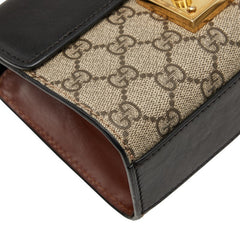 グッチ GGスプリーム パドロック スモール チェーン ショルダーバッグ 409487 ベージュ ブラック PVC レザー レディース GUCCI 【中古】